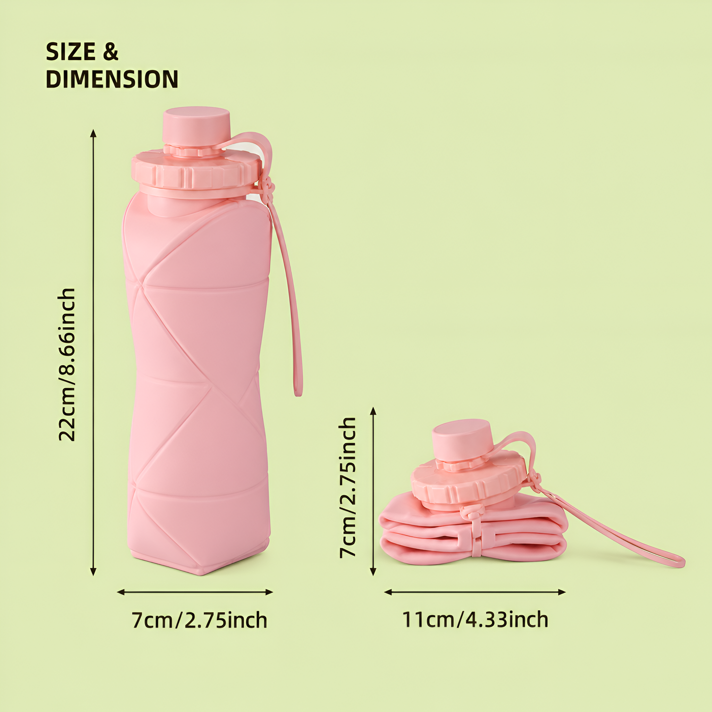 600ml Foldable Silicone Water Bottle – Portable & Space Saving