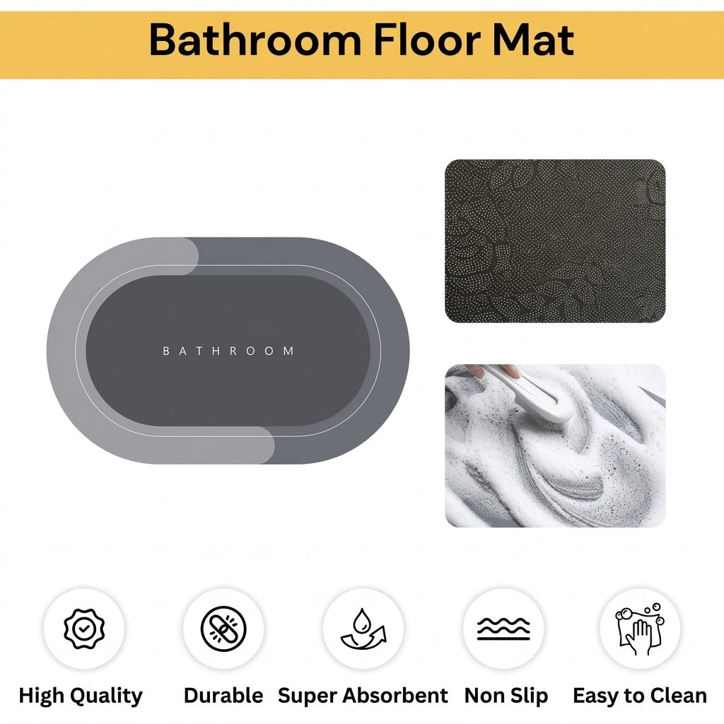 Super Absorbent Round Bath Mat – Quick Drying & Non-Slip Floor Rug