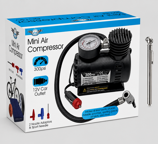 300 PSI Portable Tyre Inflator – Fast 12V Air Compressor