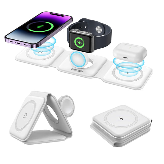 3-in-1 Magnetic Foldable Wireless Charging Station – 15W Fast Charger