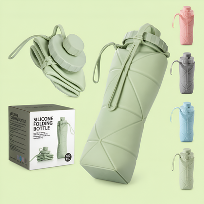 600ml Foldable Silicone Water Bottle – Portable & Space Saving