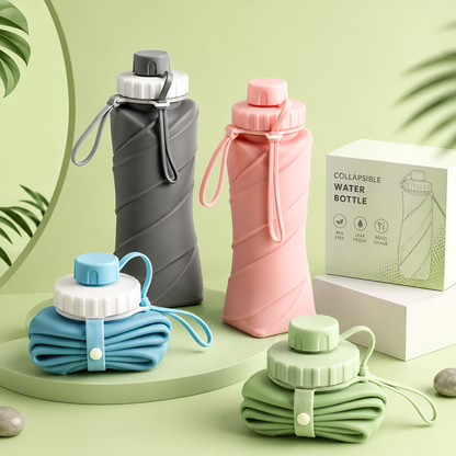 600ml Foldable Silicone Water Bottle – Portable & Space Saving