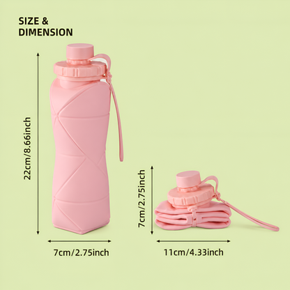 600ml Foldable Silicone Water Bottle – Portable & Space Saving