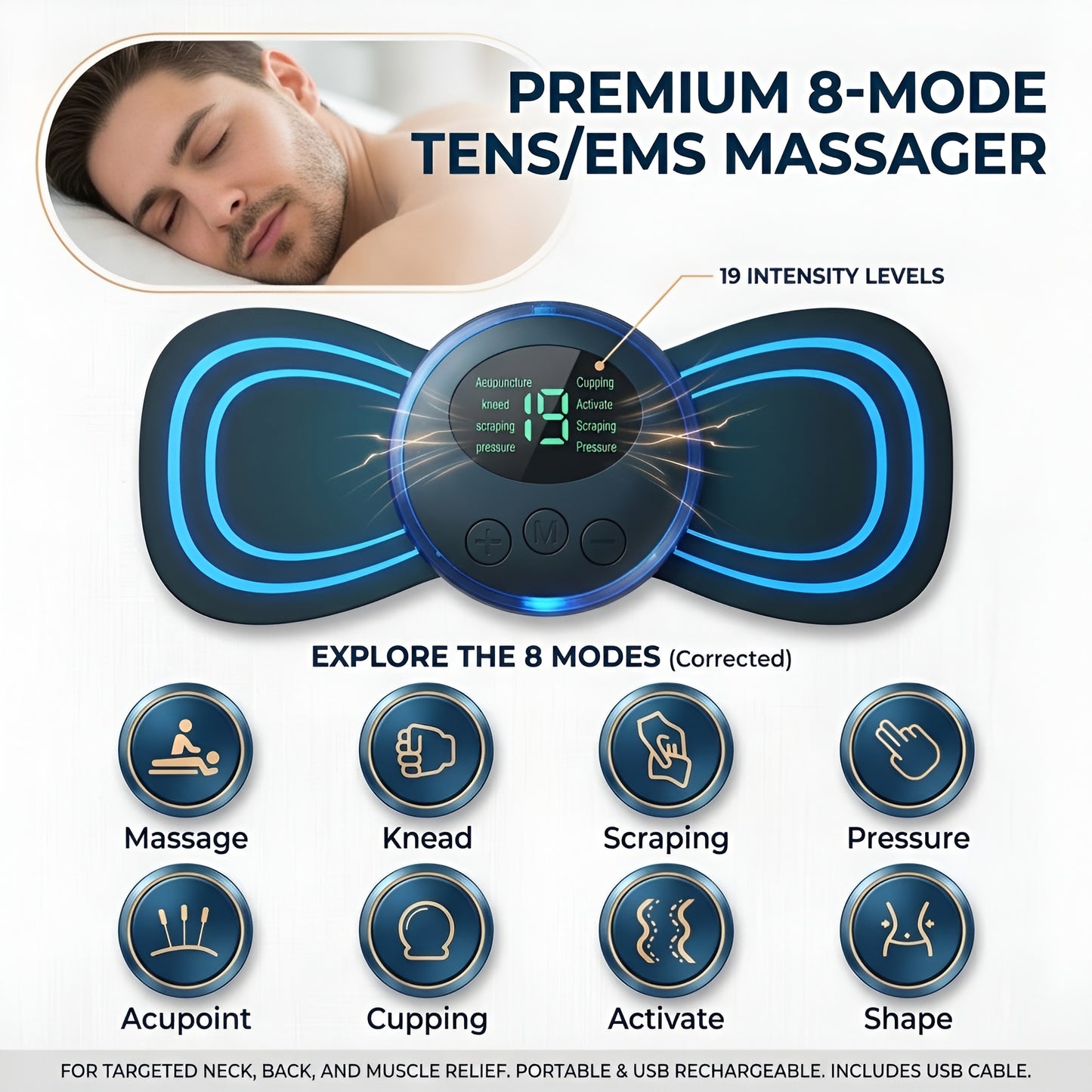 Portable TENS EMS Muscle Stimulator & Body Massager