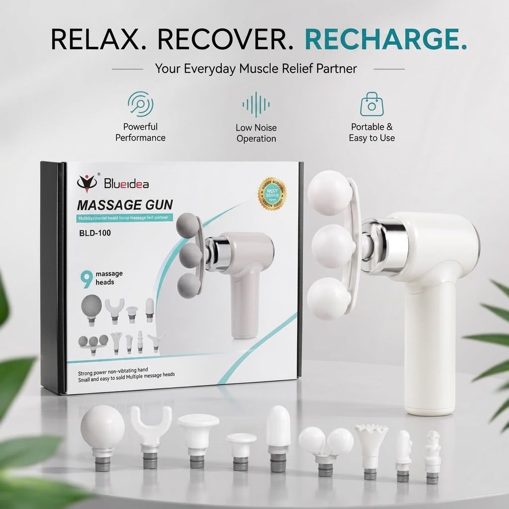 Blueidea BLD-100 Massage Gun | 9-Head Deep Tissue Massager
