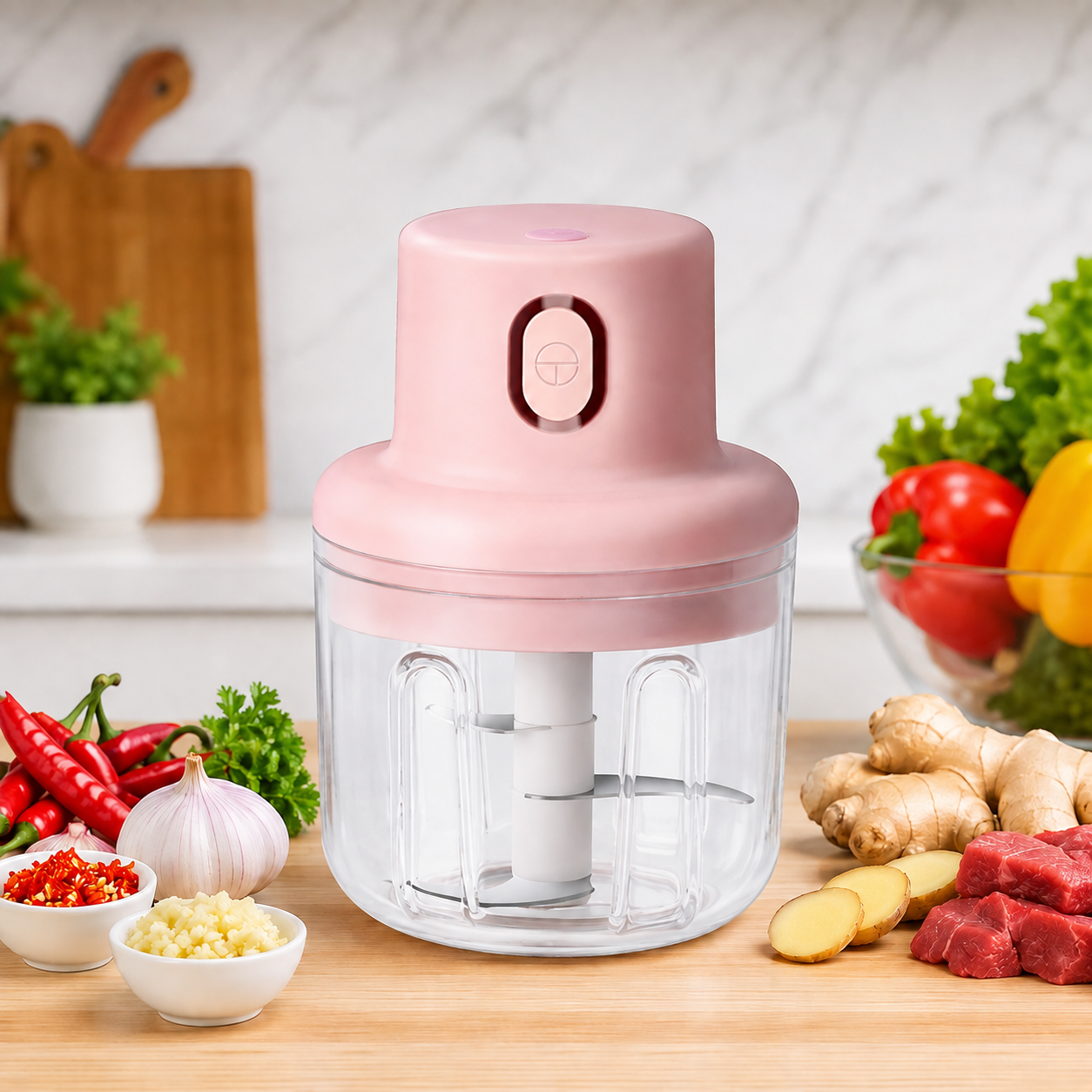 Mini Electric Food Chopper – USB Rechargeable Garlic, Onion & Vegetable Cutter