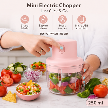 Mini Electric Food Chopper – USB Rechargeable Garlic, Onion & Vegetable Cutter