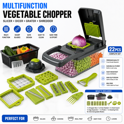 18-in-1 Multifunctional Vegetable Chopper | Slicer, Dicer, Grater & Cutter