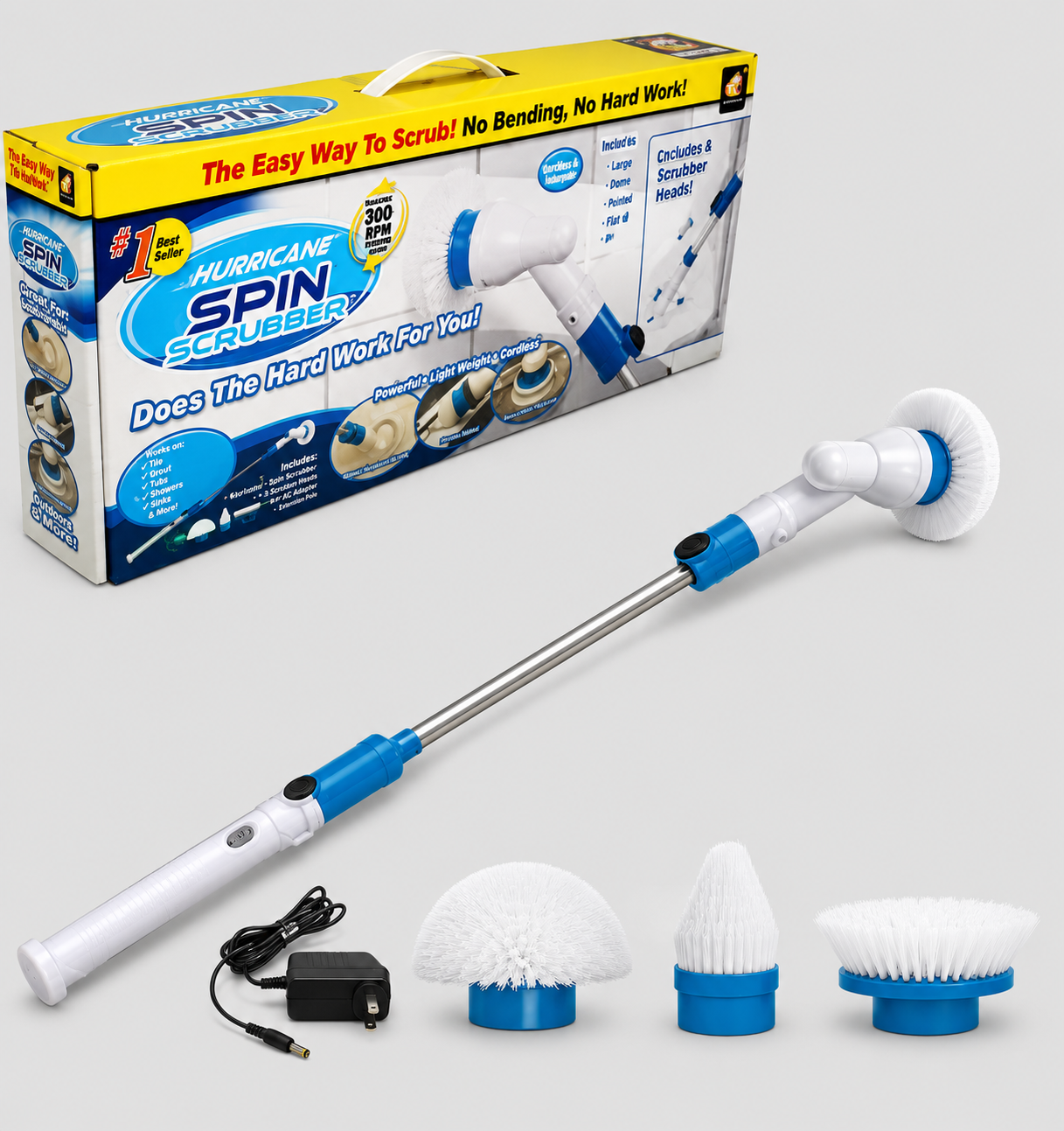 Electric Spin Scrubber – Cordless Power Cleaning Brush with Multiple Heads