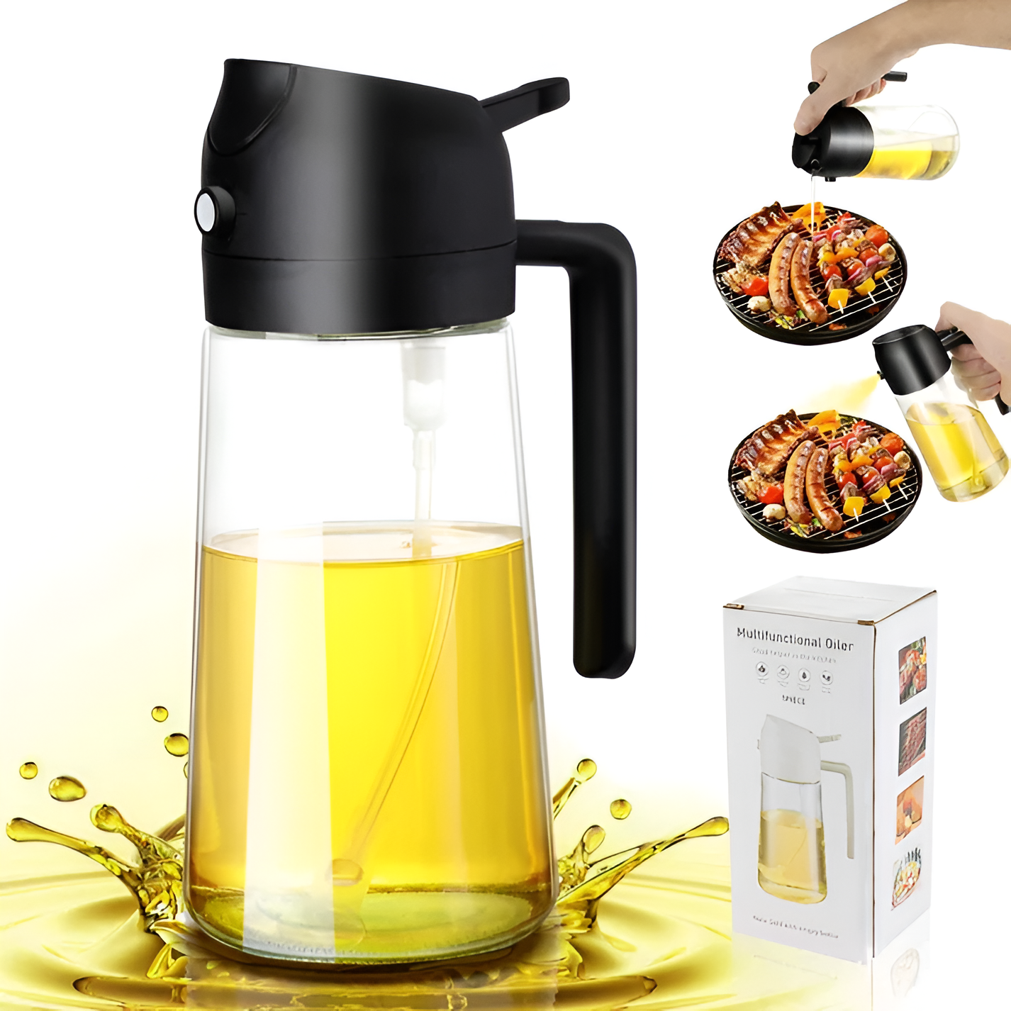 2-in-1 Oil Sprayer Bottle Kitchen Tool | Oil Spray & Pour Dispenser