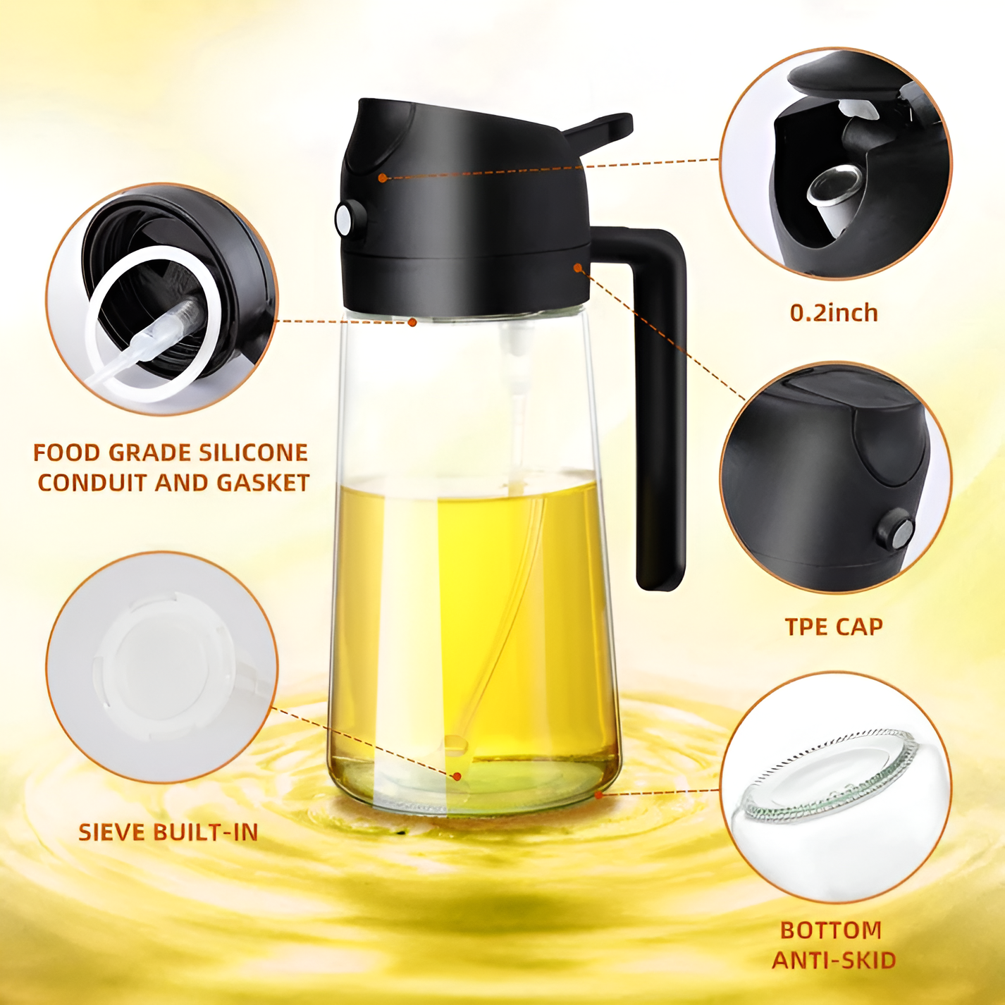 2-in-1 Oil Sprayer Bottle Kitchen Tool | Oil Spray & Pour Dispenser