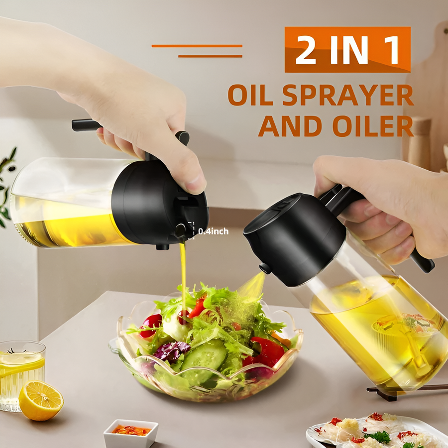 2-in-1 Oil Sprayer Bottle Kitchen Tool | Oil Spray & Pour Dispenser