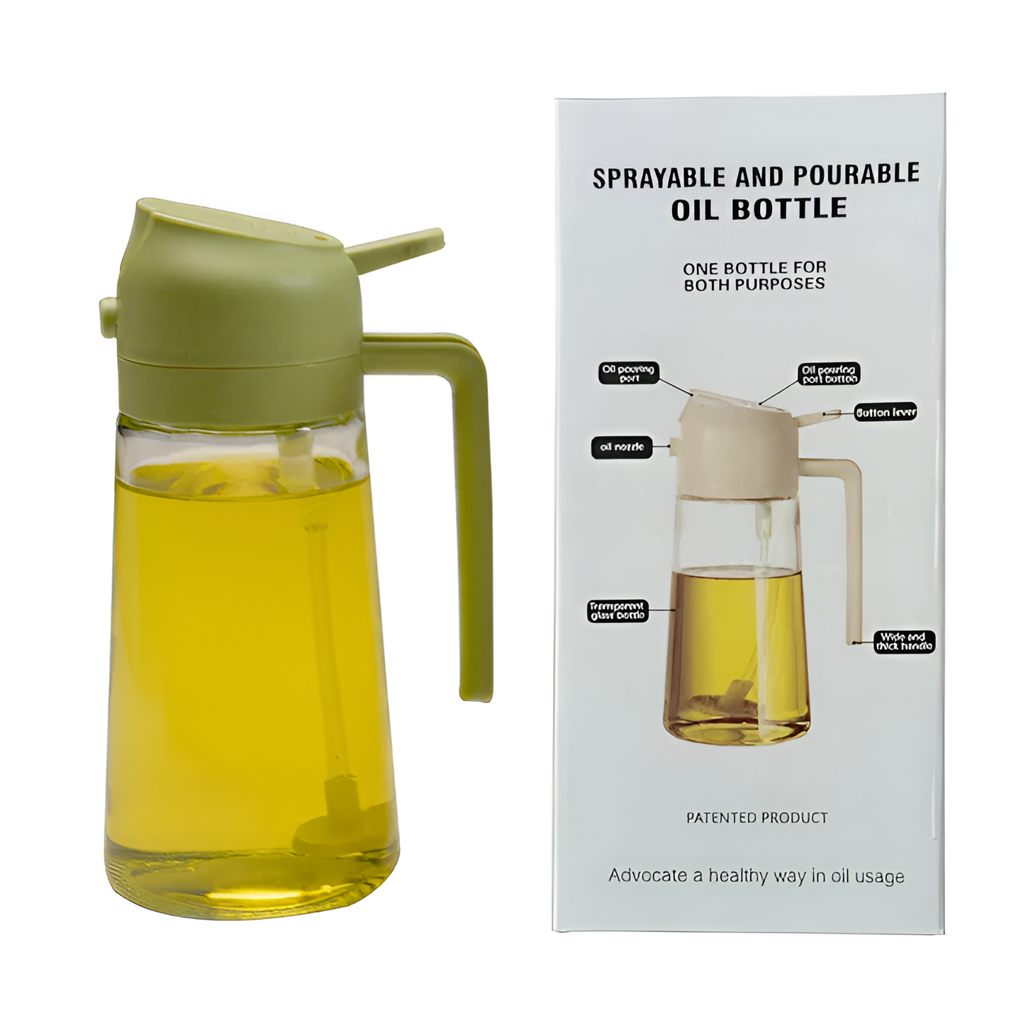 2-in-1 Oil Sprayer Bottle Kitchen Tool | Oil Spray & Pour Dispenser