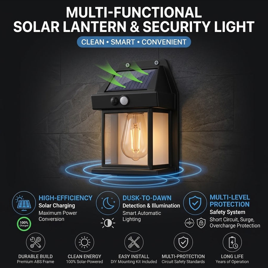 Solar Motion Sensor Wall Light – Outdoor Waterproof LED Light | Model 888